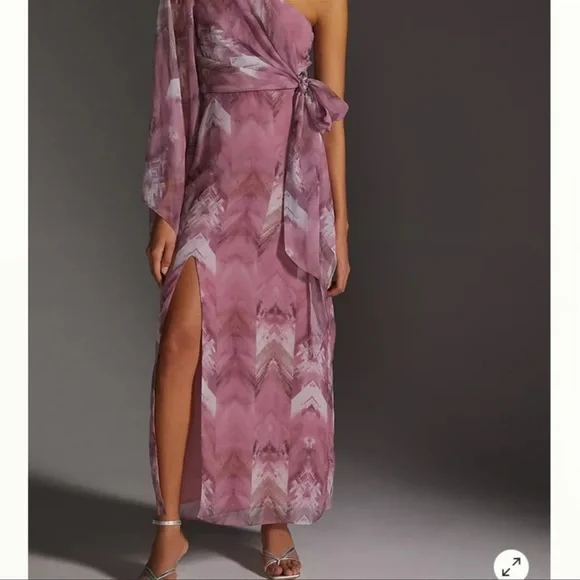 Anthropologie Nikita Mhaisalkar Sleek Soft One-Shoulder Sophisticated Dress - Picture 4 of 5